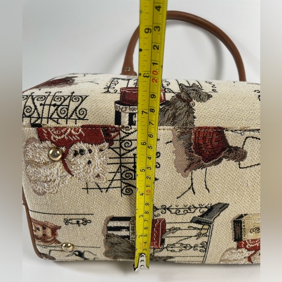 Signare Tapestry Brown Puppies Dog  Tote Hand Bag Large Rare Novelty - Picture 13 of 15